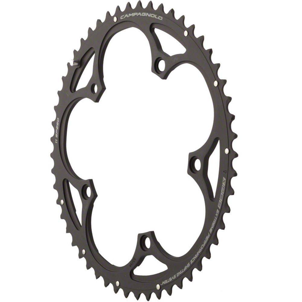 Campagnolo 53T 39 Evo C-Ring 11-speed chainring for road bikes, showcasing the black alloy component with gear teeth.