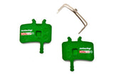 SwissStop Disc 17 brake pads for Avid Juicy, AV, BB7 green disc brake models, showing the green brake pad components.