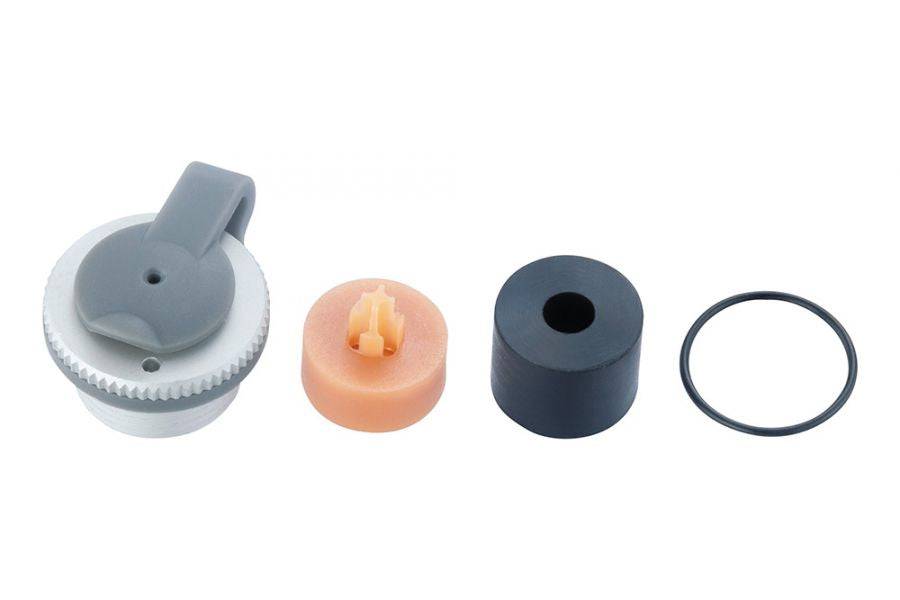Topeak Rocket AL/CB pump rebuild kit with black and yellow replacement parts for optimal performance and maintenance.