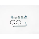 Elite axle inserts for direct drive trainer with 5mm washer adapter, shown with metal components and packaging.