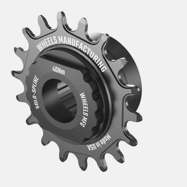 Wheels Manufacturing Solo-Spline 18T single speed conversion kit for micro spline hubs in black, displayed on a white background.