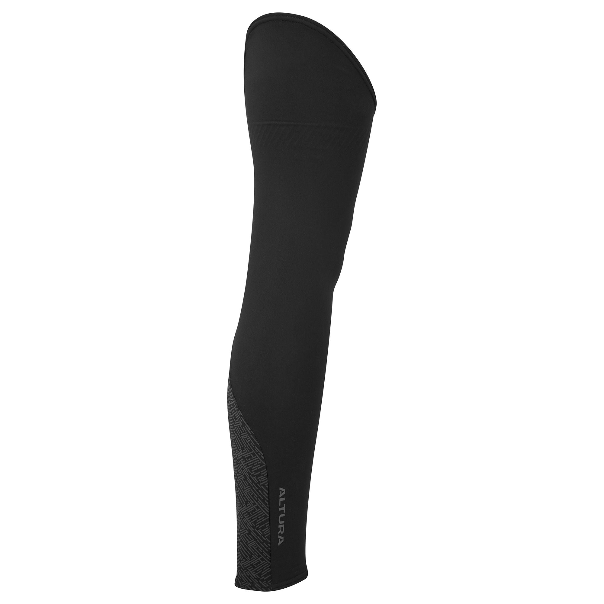 Altura DWR cycling leg warmers with water-repellent coating and reflective details, designed for outdoor bike riding.
