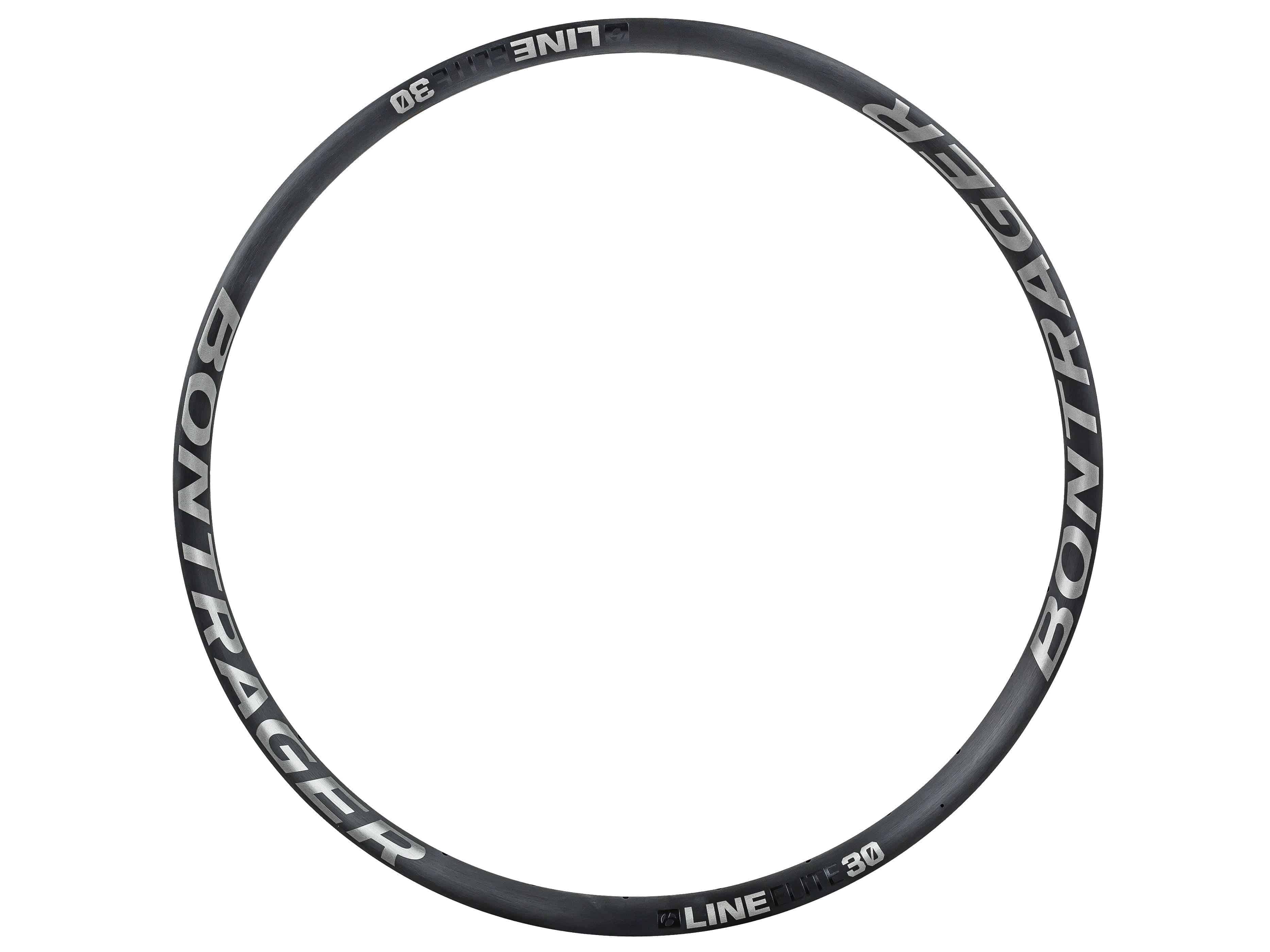 Bontrager Line Elite 30 TLR 29-inch MTB rim in black, tubeless-ready, 28-hole for front or rear mountain bike wheel.