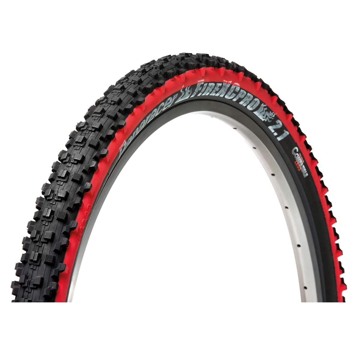 Panaracer Fire-XC Pro TLC MTB tire in black and yellow, tubeless compatible, designed for mountain biking, 26x2.10 size.