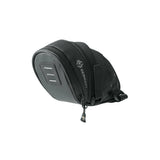 Water-repellent SKS Explorer Straps Seatpack with reflective details, shown attached to a bike seat for cycling accessories.