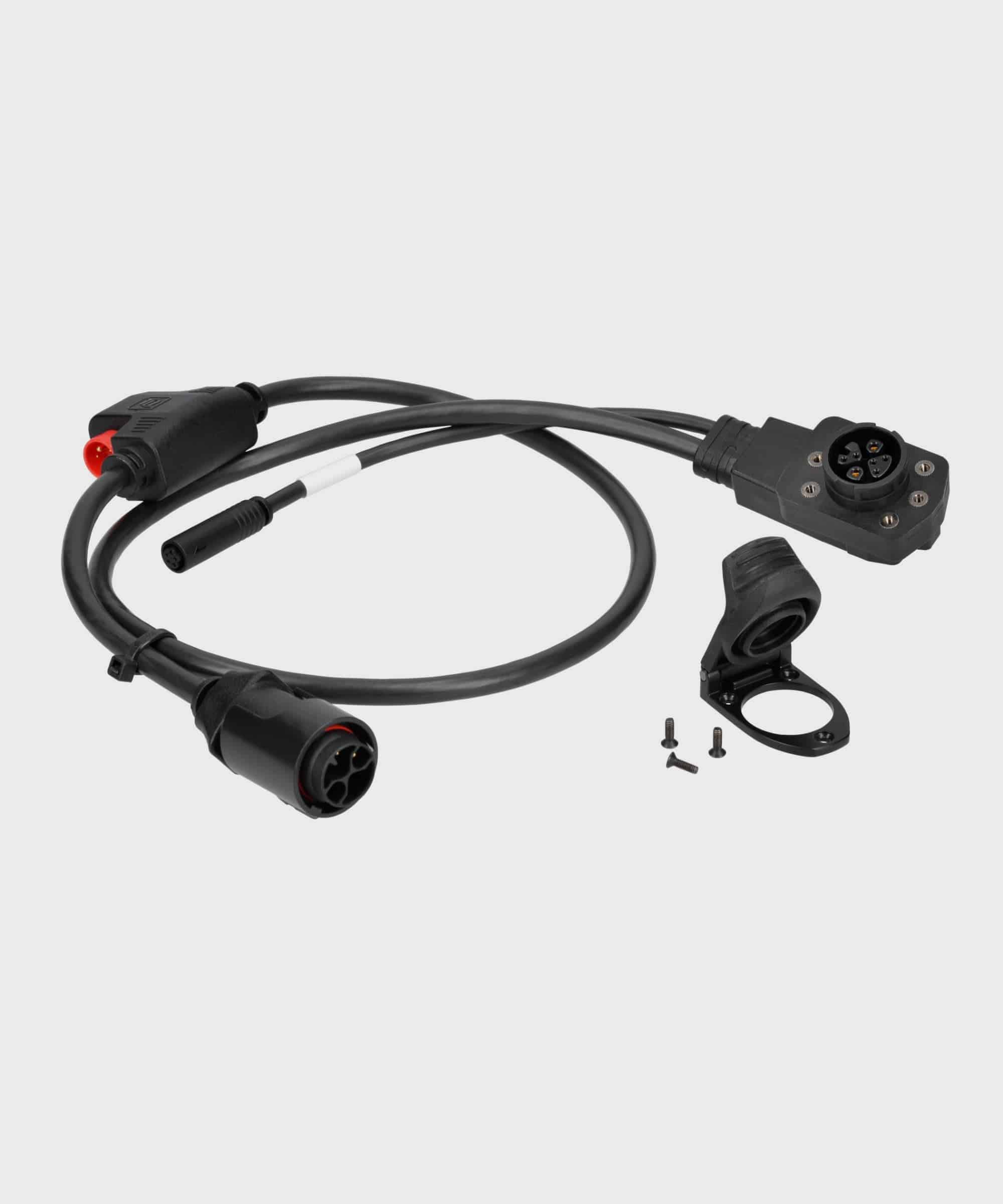 TQ Main Cable Set for TQ-HPR50 drive systems on MTB and road bikes, with charging port and mounting screws.