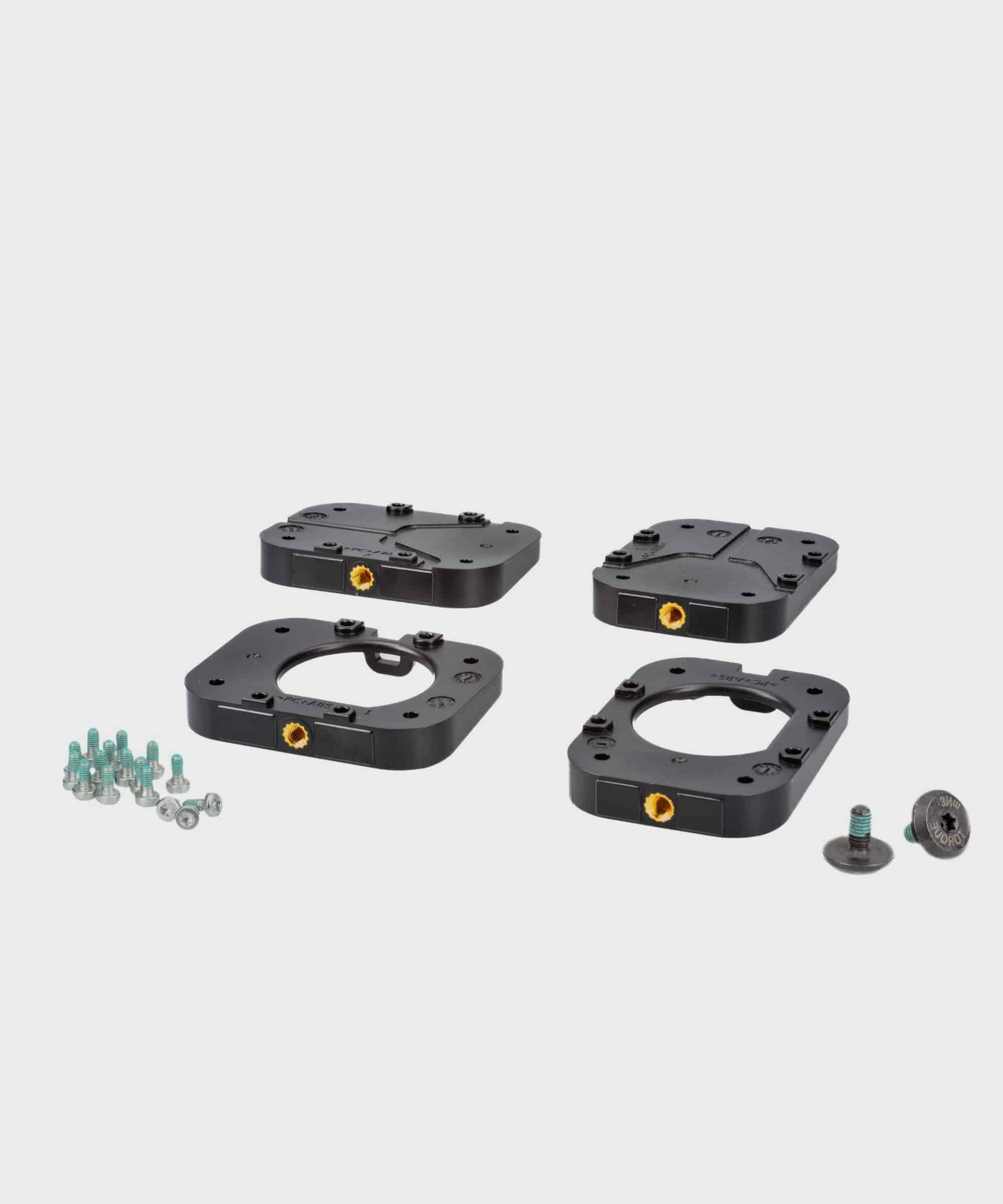 TQ HPR battery bracket set V01 for secure e-bike battery mounting, shown with metal brackets and mounting hardware.
