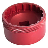 UNIOR Bottom Bracket Socket Megaevo Red external cup tool with 1/2" drive, used for bike workshop maintenance.