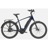 Trek District+ 5 2025 electric hybrid bike for urban commuting and recreation, featuring a sleek frame and advanced e-bike components.