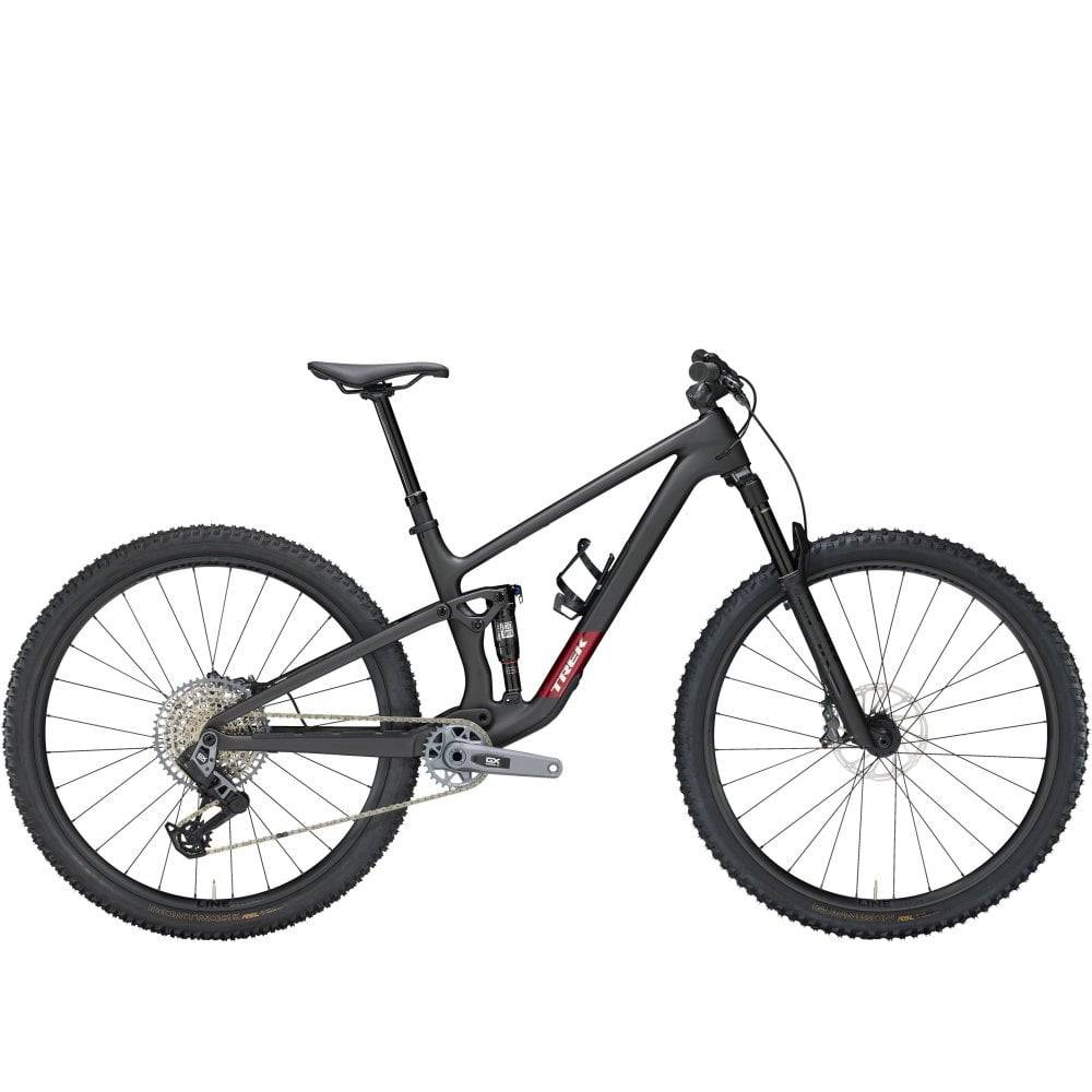 Trek Top Fuel 9.8 GX AXS Gen 4 carbon trail mountain bike with SRAM GX Eagle wireless drivetrain and full suspension.