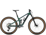 Trek Top Fuel 9.8 GX AXS Gen 4 carbon trail mountain bike with SRAM GX Eagle wireless drivetrain and emerald iris color.