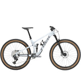 Trek Top Fuel 9.8 GX AXS Gen 4 carbon trail mountain bike with SRAM GX Eagle wireless drivetrain, in plasma grey pearl.