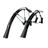 SKS Raceblade Pro black mudguard set for road bikes with disc brakes and aero forks, made of durable plastic.
