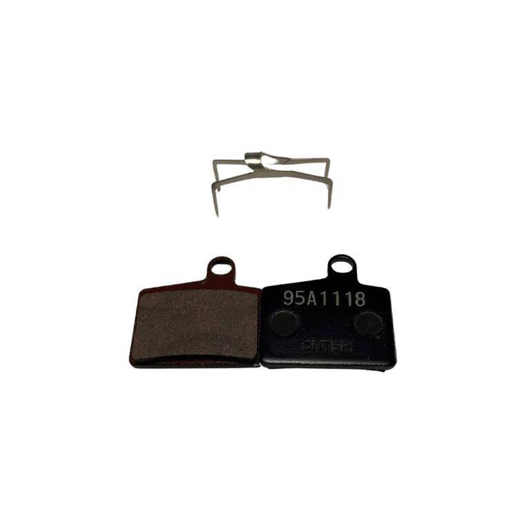 Hayes Radar Dyno Ryde brake pads for bicycle components, showing the black brake pad with metal backing and branding details