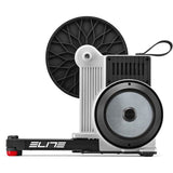 Elite Justo 2 direct drive FE-C magnetic trainer with OTS Power and Wi-Fi connectivity, shown with bike mounted on the trainer.