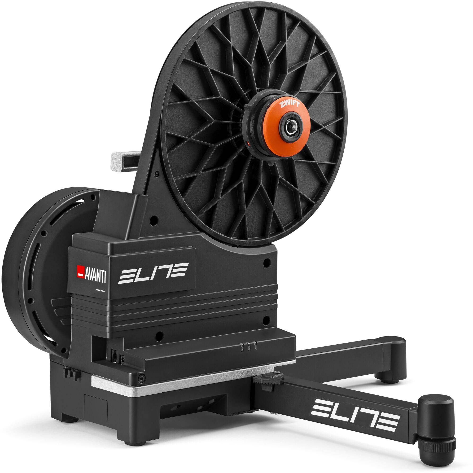 Elite Avanti FE-C Smart Trainer with OTS Power, Wi-Fi, and Zwift compatibility, shown with its sleek design and digital display.