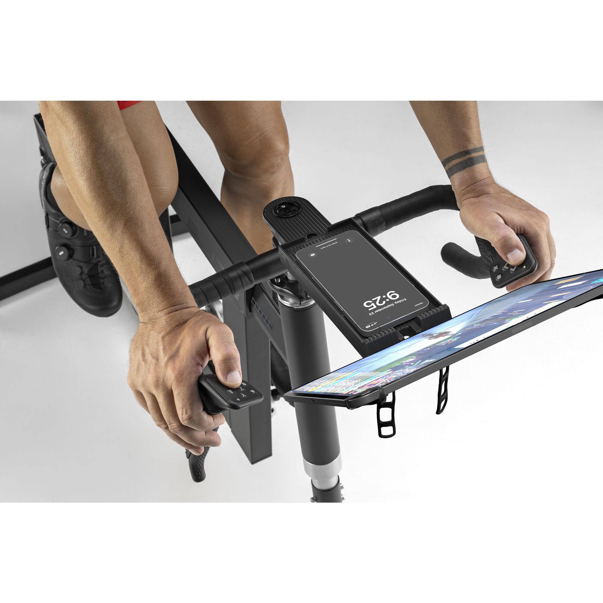 Elite Tablet Holder for Square Smart Frame indoor cycling accessory, holds tablets securely during cycling workouts.