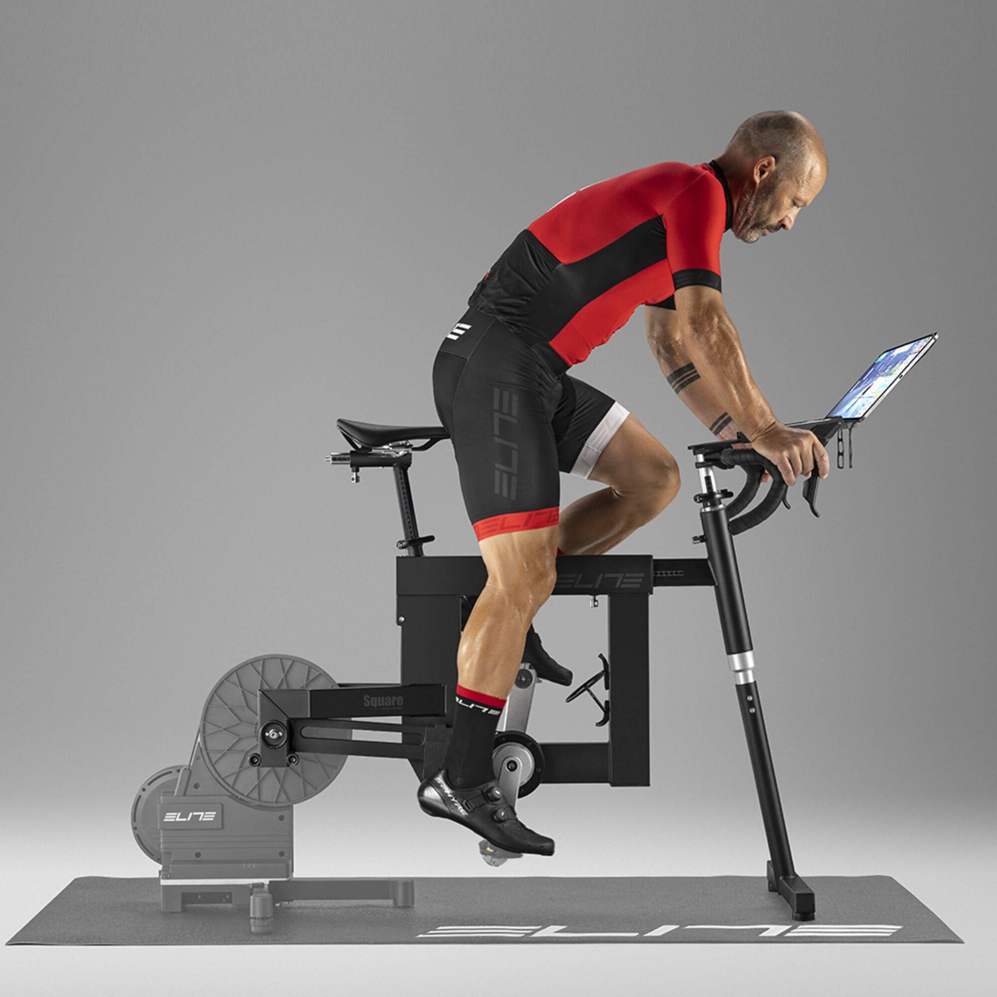 Elite tablet holder for Square Smart Frame indoor cycling accessory, displaying a secure mount for tablets during workouts.