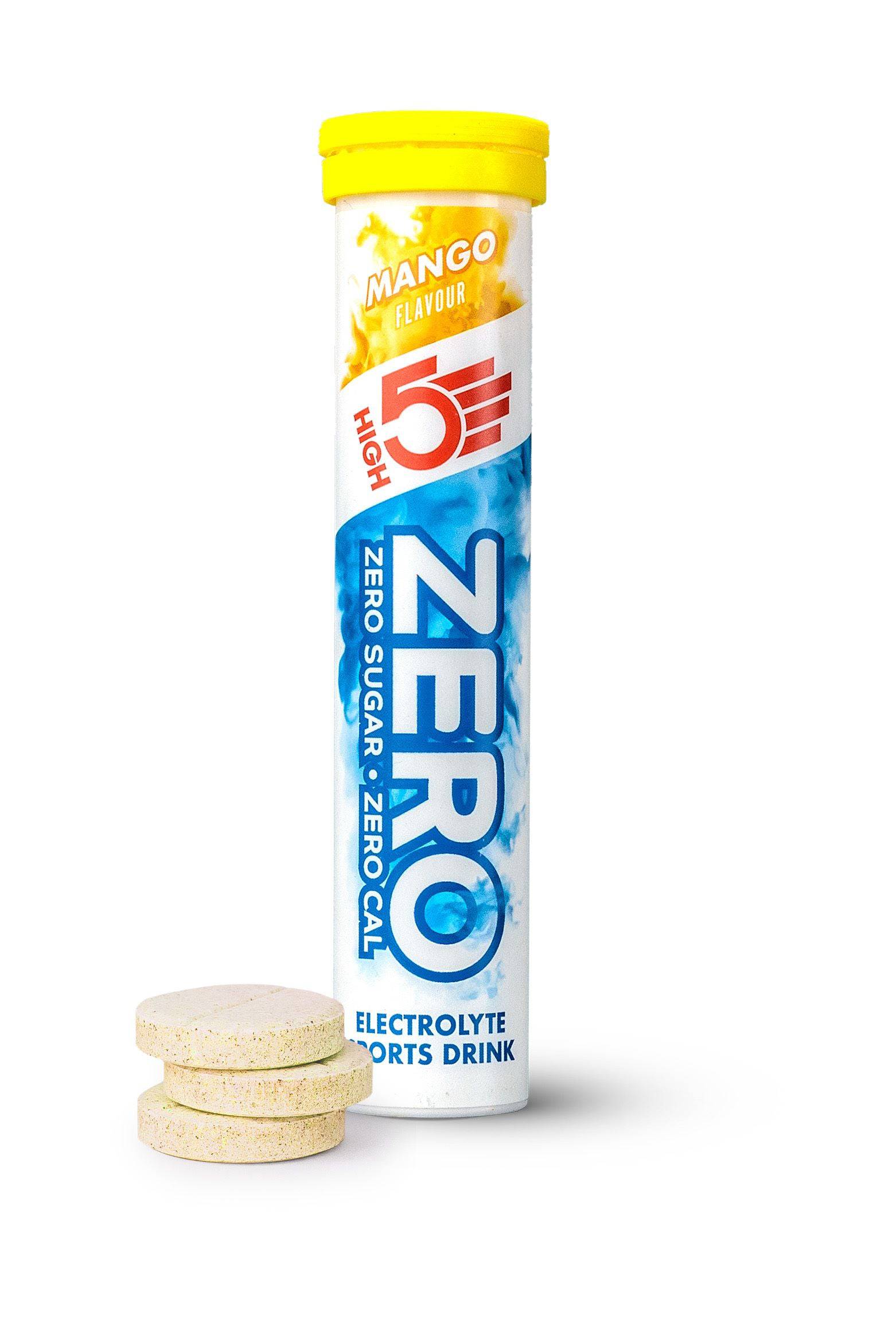 High5 ZERO Hydration electrolyte tablets in a tub, sugar-free with vitamin C, 20 tabs per tube, ideal for hydration and replenishment