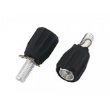 Jagwire M5 index adjusting barrels in black for brake cable tension control, shown in a pack of 10, component for bicycle brake systems.