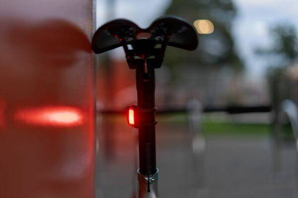 Knog Frog V3 rechargeable bike light set in Denim Blue, front and rear lights for bike safety and visibility.