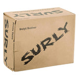Surly ultralight 26x3.0-4.7 fat bike inner tube with Presta valve, shown in packaging for bicycle components.