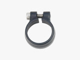 Black Bontrager 32.5 mm bike seatpost clamp, secure and easy to install component for bike seatpost adjustment.
