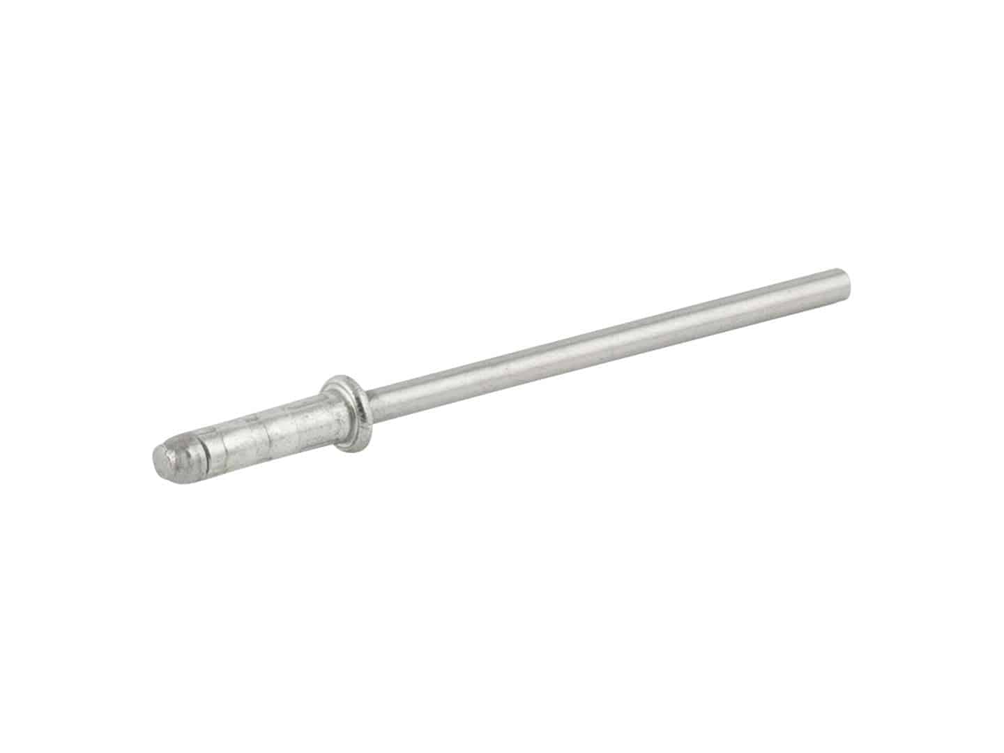 Trek 11.6mm small flange grey rivet, 3.2mm x 10mm bike frame fastener, close-up of component for bicycle construction