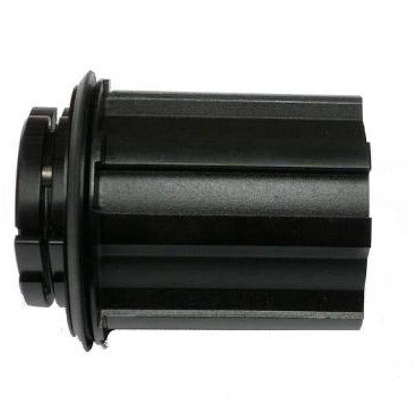DT Swiss aluminium 3-pawl freehub body for Campagnolo hubs, showing the lightweight metal construction and precise pawl mechanism.
