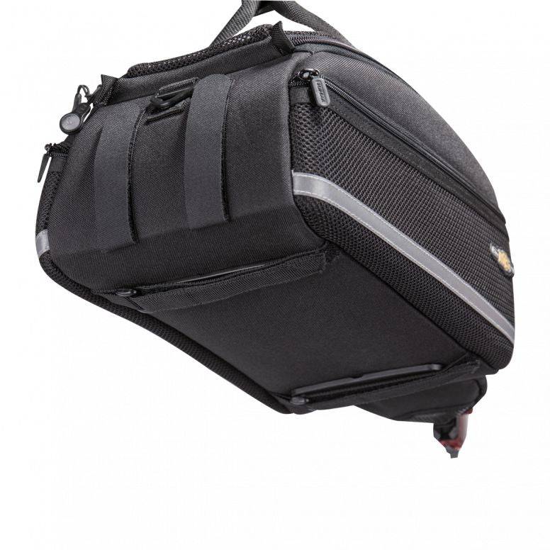 Topeak MTS TrunkBag EX 8L black bike rack bag with Velcro mounting system, weather-resistant cycling accessories for bike storage