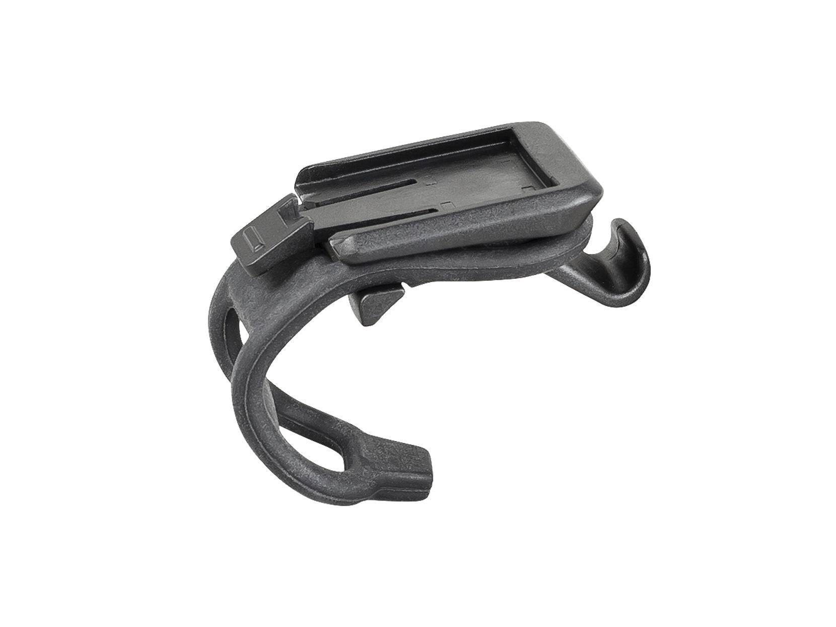 Black Bontrager Trip Universal Handlebar Mount for cycling computers, adjustable and compatible with various bike accessories.