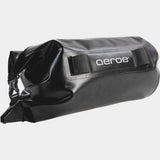 Aeroe 12L waterproof dry bag for bike packing showing durable black waterproof material with quick release system.