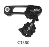 Sturmey Archer CTS-80 chain tensioner for 3/32-inch chains, compatible with bicycle hubs, shown with mounting hardware.