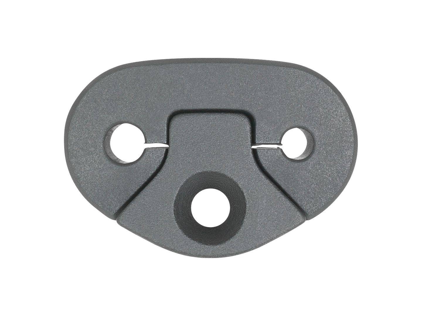 Trek Top Fuel 29 2022 black bottom bracket cable guide for bike cable management, mounted on bike frame.