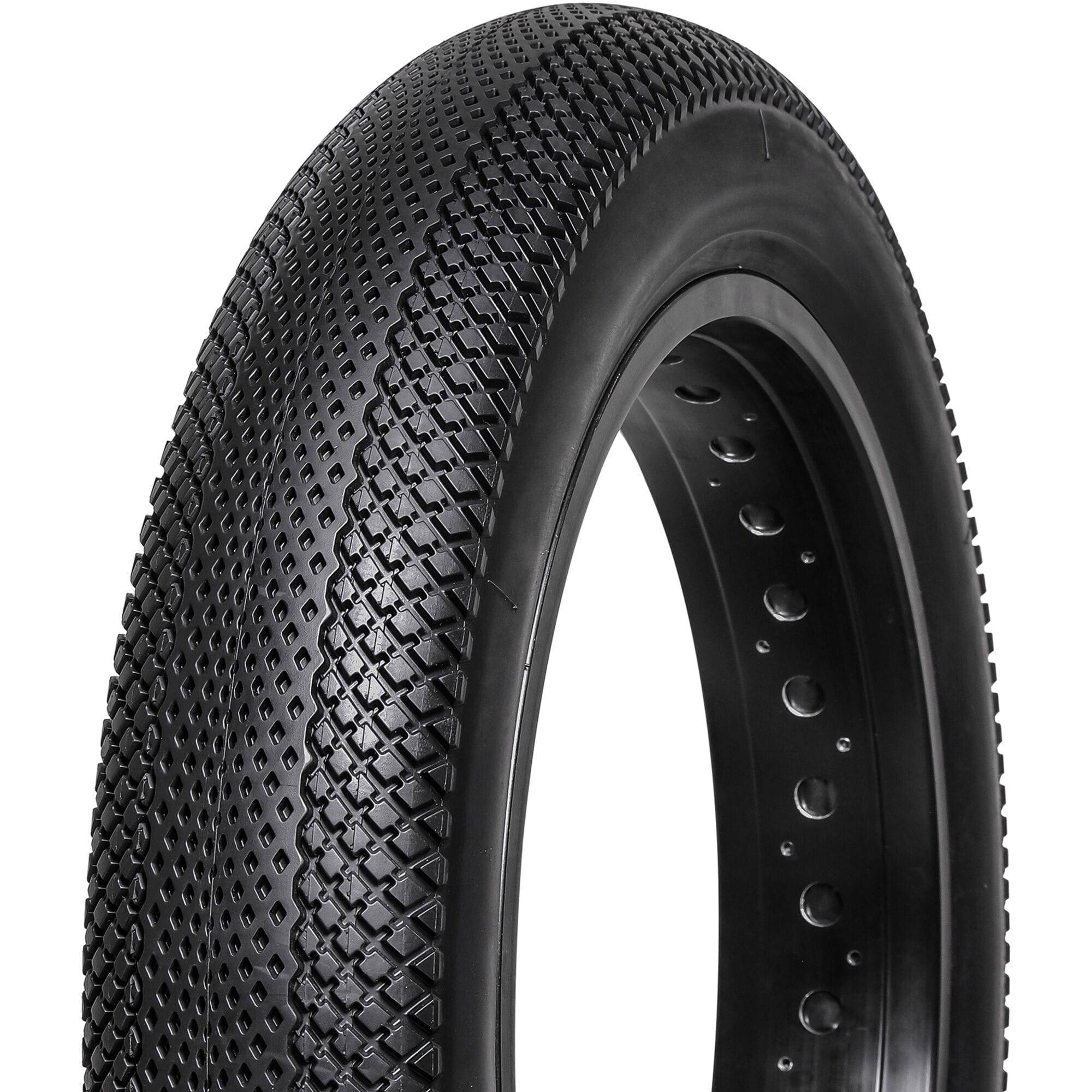 Nutrak Speedster Cargo 20 x 4 all-terrain e-bike tyres with cut protection, shown mounted on a bicycle wheel.