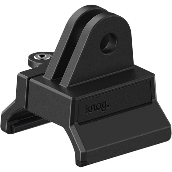 Knog Blinder Pro bike and helmet light with GoPro locking mount accessory for secure attachment and visibility during rides.