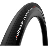 Vittoria Corsa Speed G2.0 tubeless-ready 700x23c black road tire mounted on a bicycle wheel.