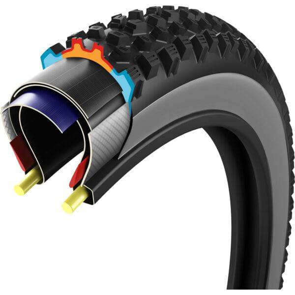 Vittoria Mazza Trail G2.0 Enduro tyre with Graphene 2.0 compound for mixed terrain cycling, shown mounted on a bike wheel.