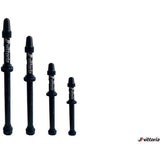 Two Vittoria brass tubeless Presta valve set with removable cores, 60mm length, for bicycle wheels.