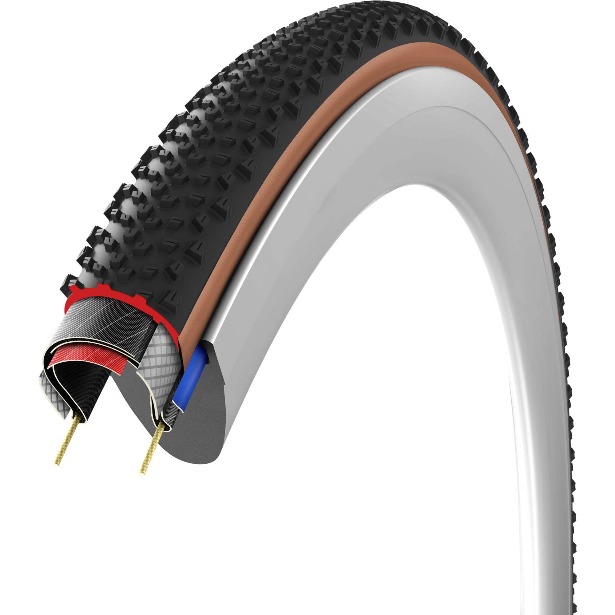 Vittoria Terreno T60 mixed gravel endurance tubeless ready tyre 700x40c mounted on a bike wheel.
