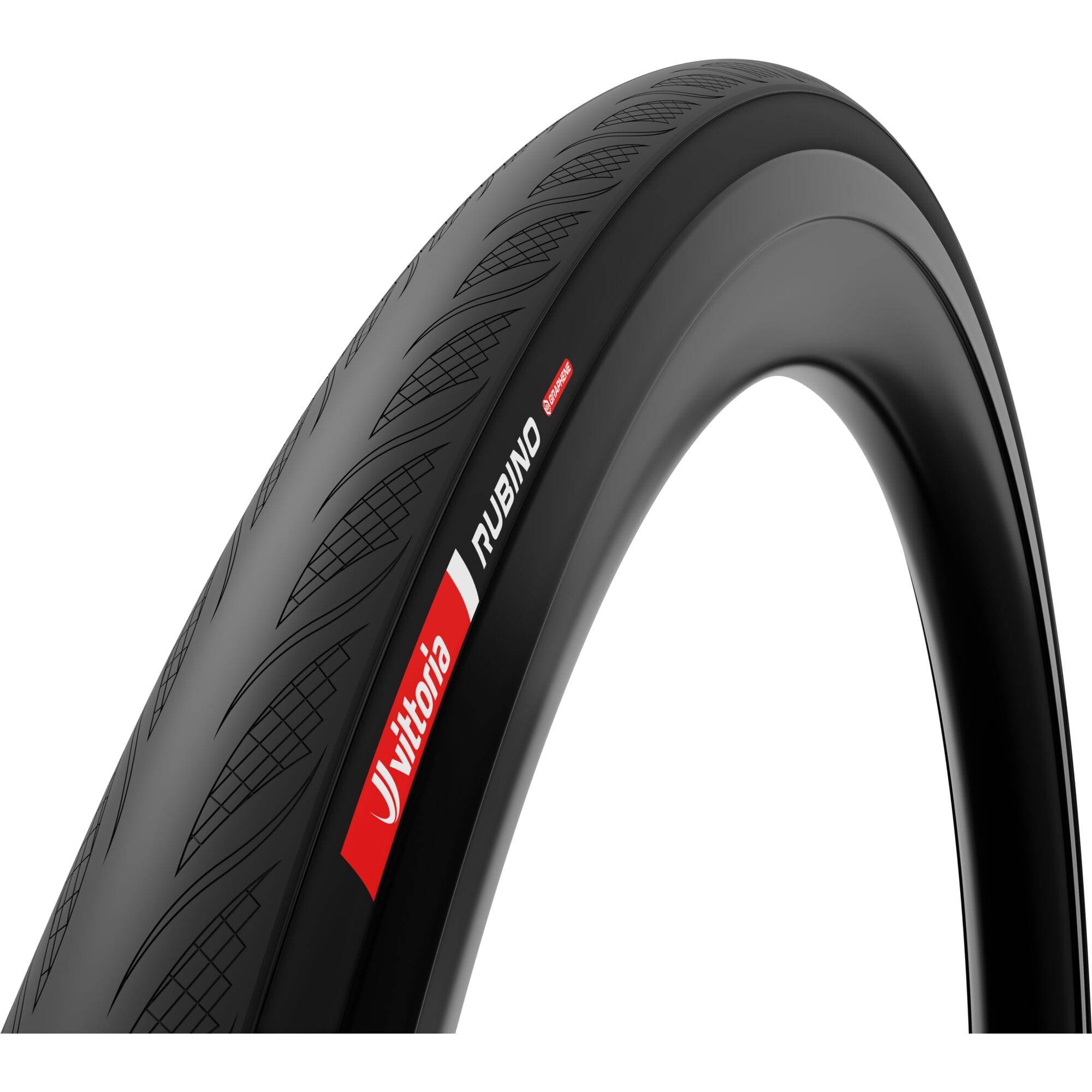 Vittoria Rubino V TLR G2.0 tubeless ready road bike tyre 700x26c mounted on a wheel, showcasing tread pattern and sidewall details.