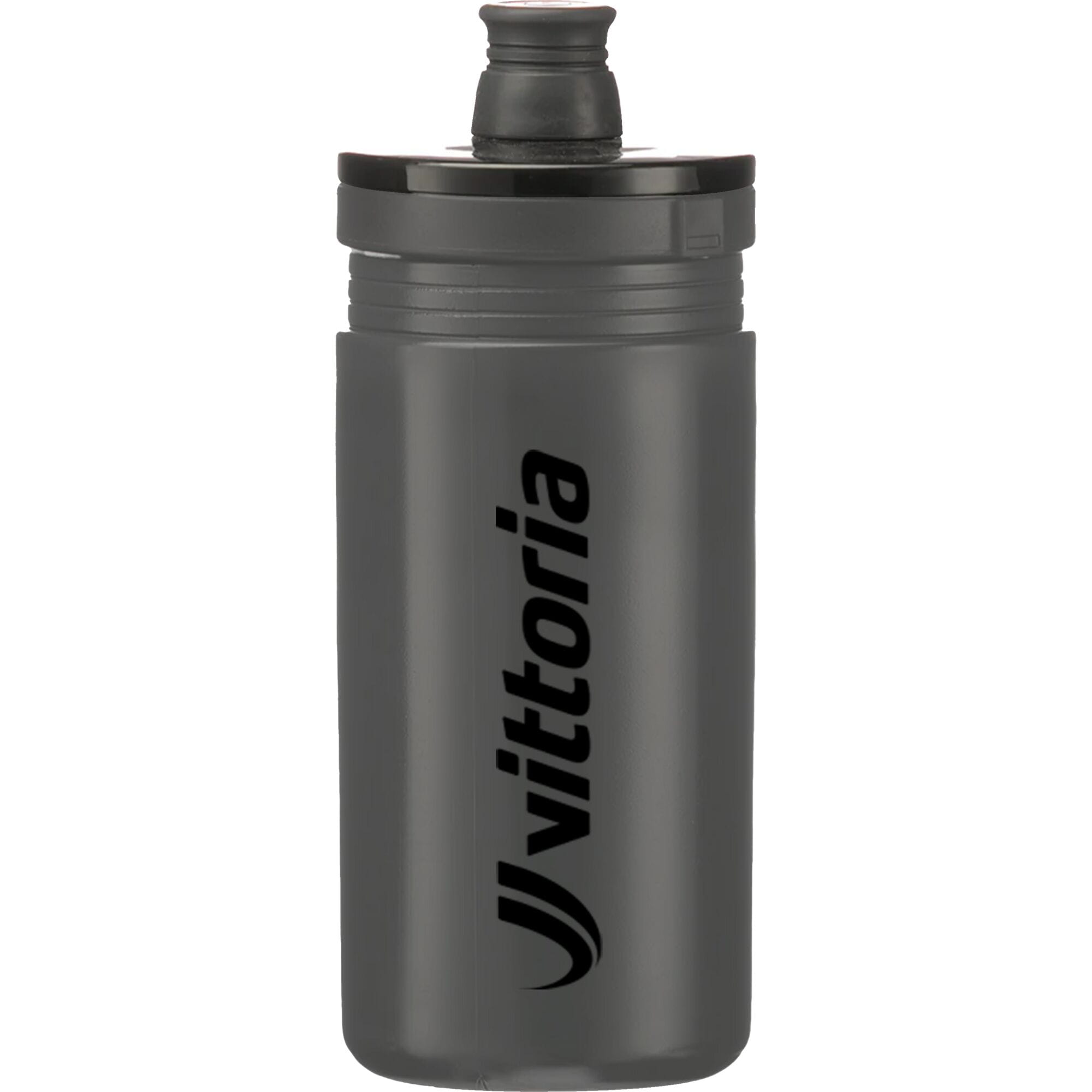 Vittoria Kebea 550ml grey and black cycling water bottle with ergonomic design for lightweight hydration.