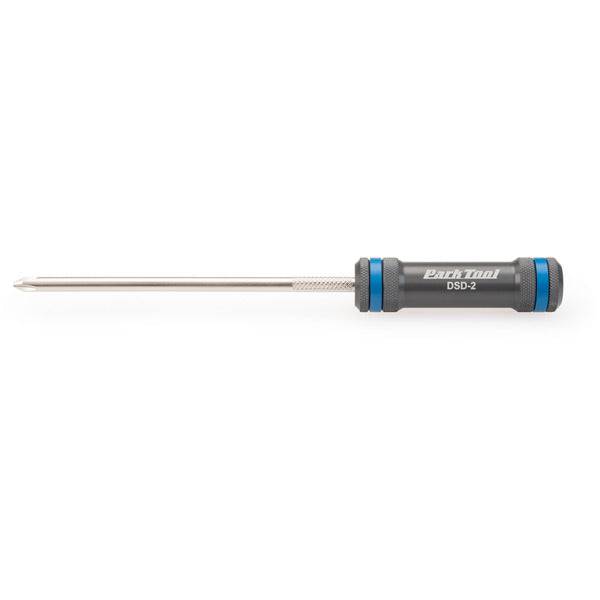 Park Tool DSD-2 JIS derailleur screwdriver with ergonomic aluminum handle, ideal for precise bike workshop repairs.