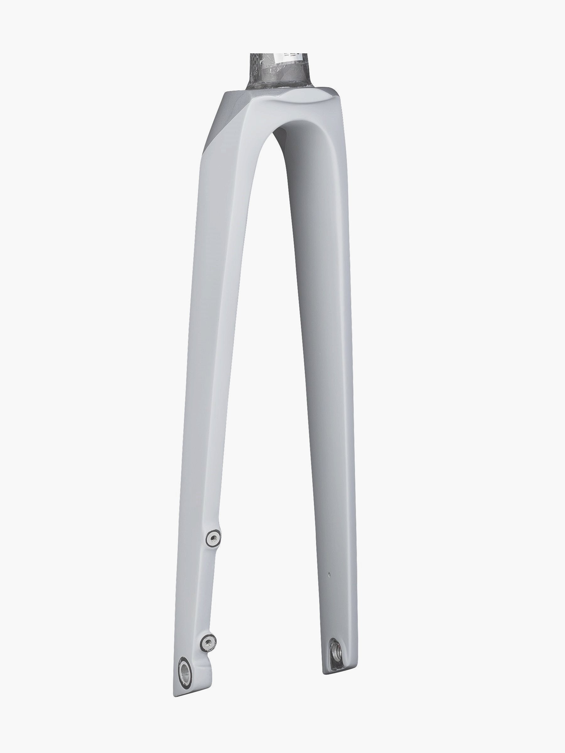 Trek Madone SLR 6 700C disc brake forks for road cycling, lightweight carbon components with disc brake mounts, front view.
