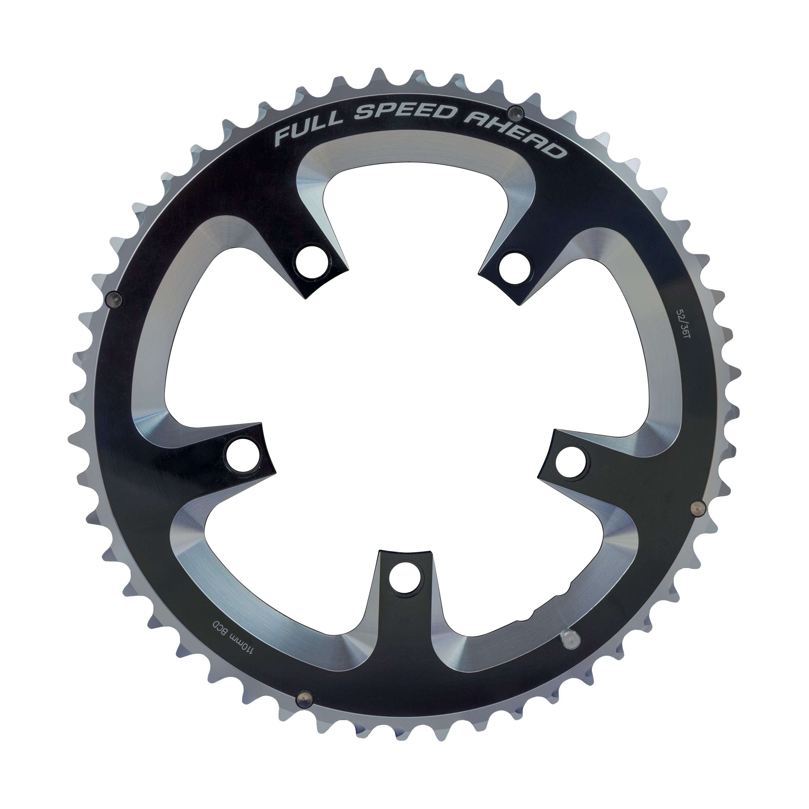 FSA Super Road 2x11 Speed Chainring in black with 52T and 110mm bolt circle for Shimano and Campagnolo components.