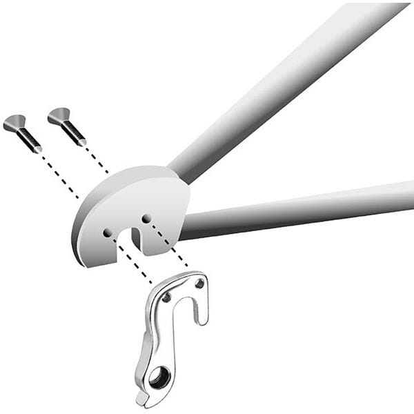 M Part Gear Hanger Cube for bicycle frame protection and impact absorption, showing the sturdy component with mounting features.