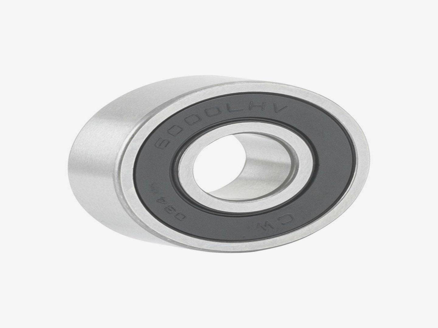 Silver Bontrager 6000 LLH replacement hub bearing for Bontrager bike hubs, shown in close-up view.