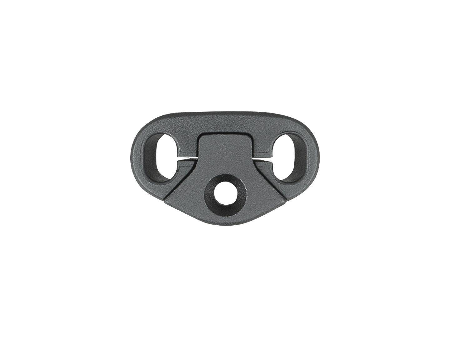 Trek Fuel EX Carbon 2020 bottom bracket cable guide in black, designed for smooth routing of gear and brake cables on mountain bikes.