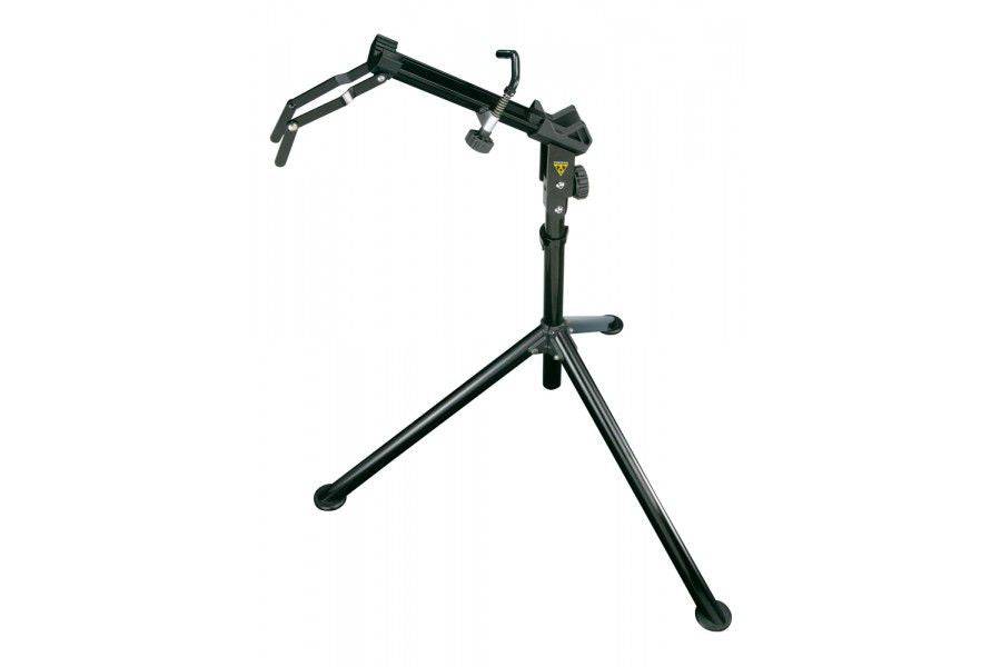 Topeak Prepstand Max bike repair stand with adjustable clamp and folding design, black, for bike maintenance and repairs.