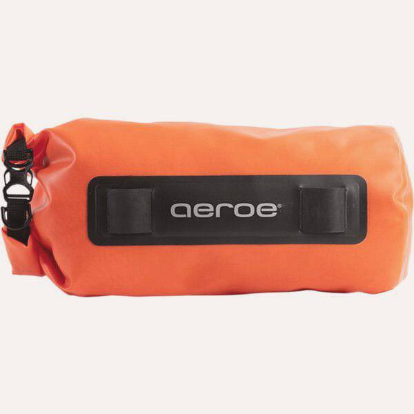 Aeroe 8L waterproof dry bag with quick release strap, designed for bike rack accessories, in black with adjustable closure.